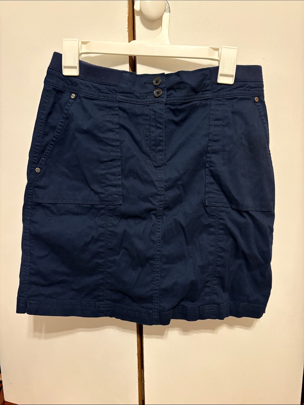 Karen Scott Navy Mini Skirt with Front Pockets